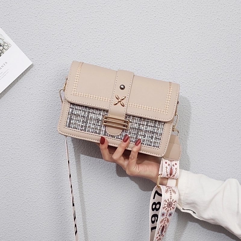 Women's Small Pu Leather Color Block Preppy Style Classic Style Square Flip Cover Shoulder Bag