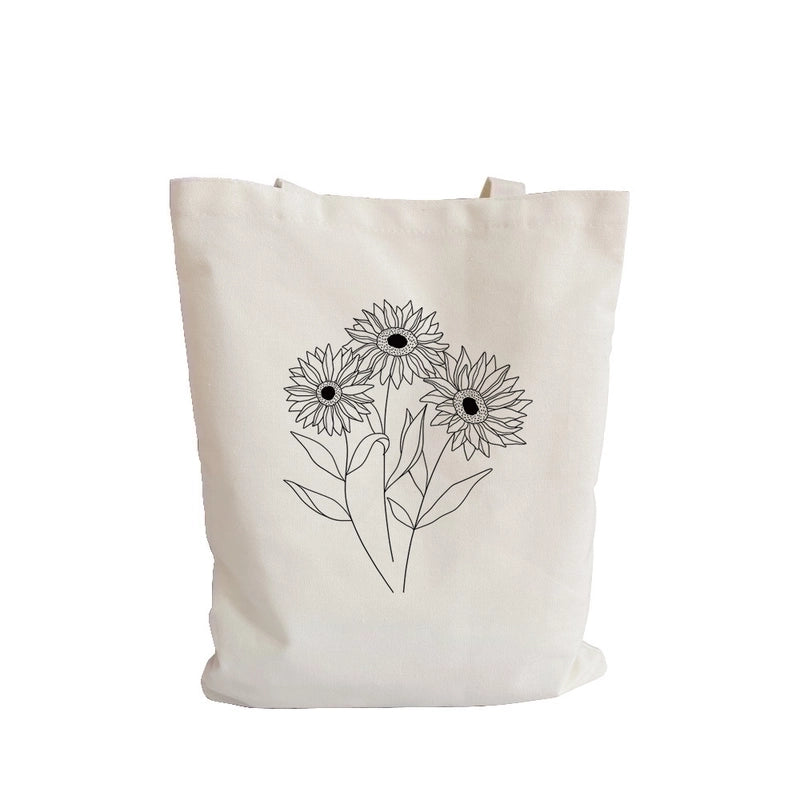 Women's Streetwear Flower Canvas Shopping Bags