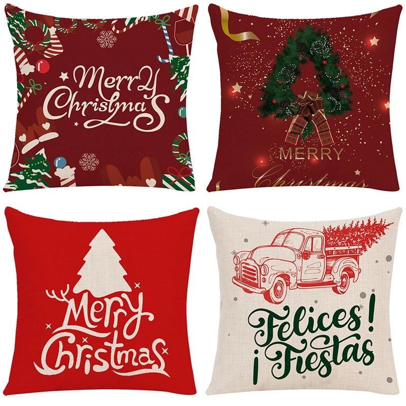 Fashion Christmas Tree Letter Elk Polyester Pillow Cases