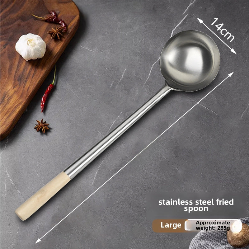 Stainless Steel Spatula Hotel Chef Special Cooking Spoon Home Cooking Spoon Long Handle Large Commercial Porridge Spoon Serving Spoon