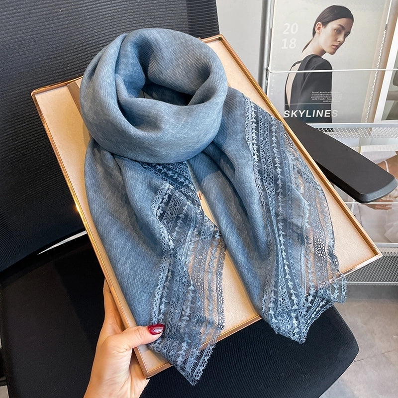Women's Elegant Sweet Solid Color Polyester Printing Silk Scarf