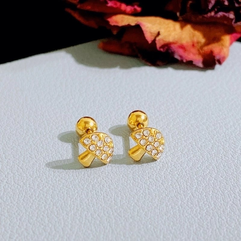 1 Pair Minimalist Heart Shape Plating Titanium Steel Gold Plated Ear Studs