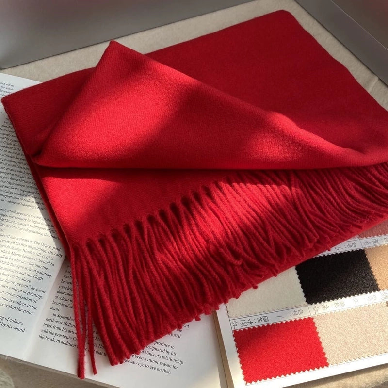 Autumn And Winter Imitation Cashmere Scarf Classic Double-sided Solid Color Men's And Women's Warm Large Shawl Dual-use Scarf