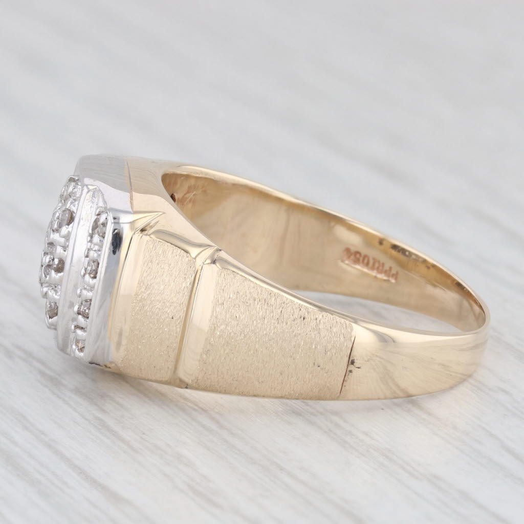 Men's 0.40ctw Diamond Cluster Ring 10k White Yellow Gold Size 12.75