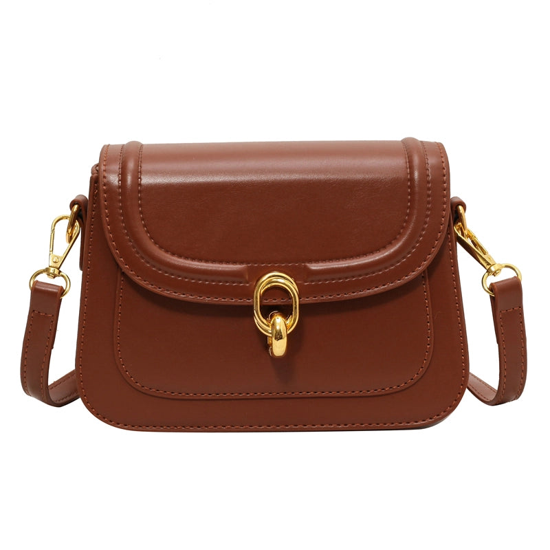 Women's Pu Leather Solid Color Classic Style Square Lock Clasp Shoulder Bag Crossbody Bag