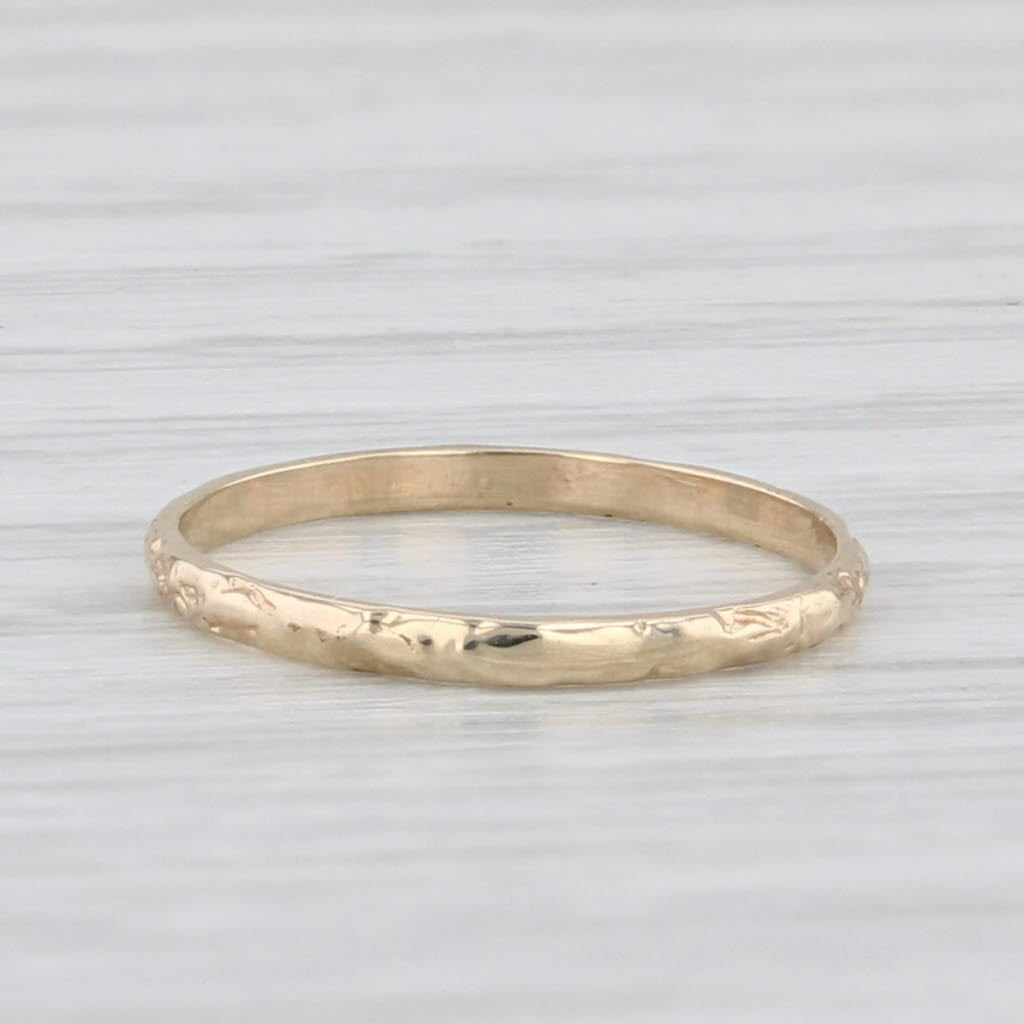 Vintage Floral Engraved Baby Ring 10k Yellow Gold Small Size Band