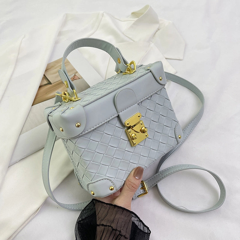 Women's Medium Pu Leather Solid Color Streetwear Square Lock Clasp Crossbody Bag