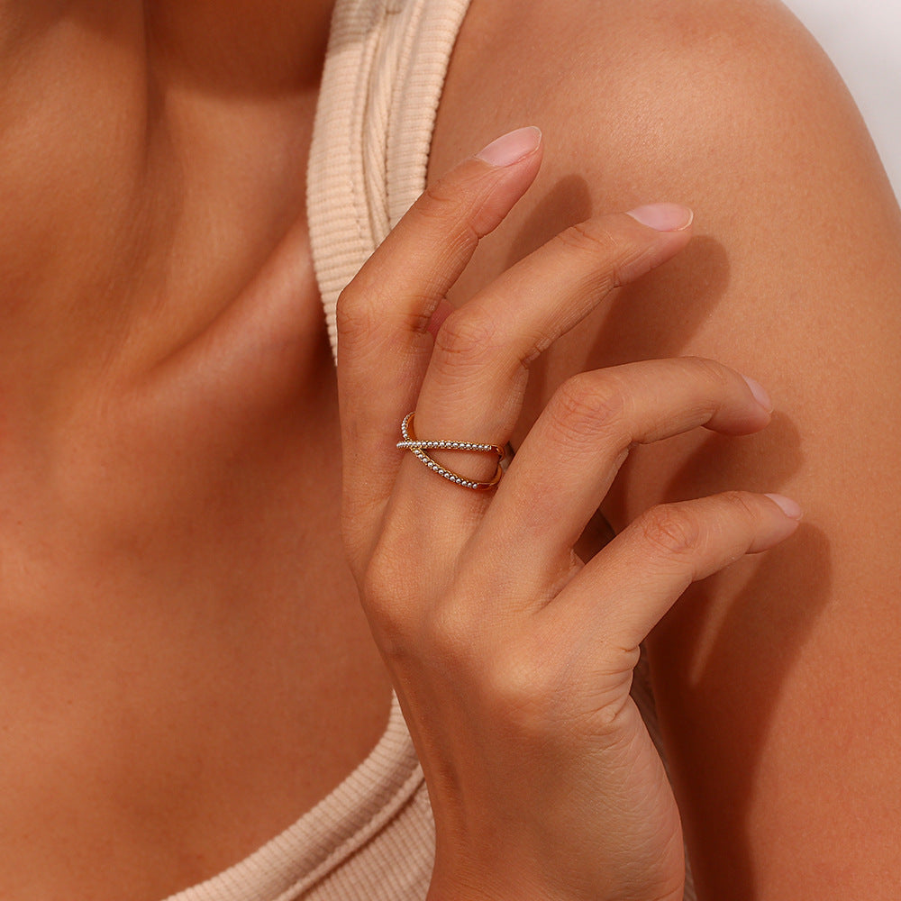 Minimalist Fashion Stripe Geometric Stainless Steel 18K Gold Plated Rings