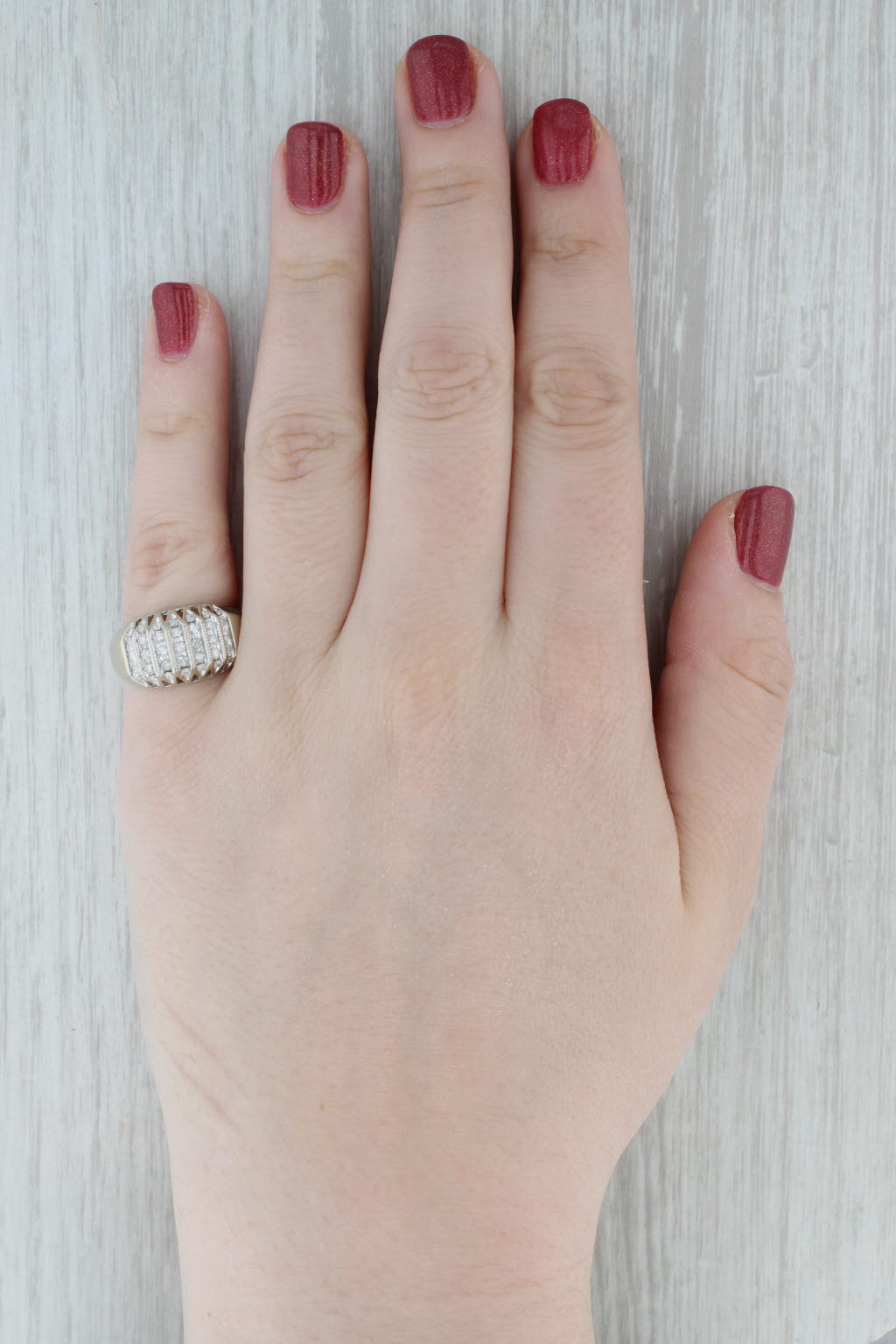 0.38ctw Diamond Rows Ring 10k White Gold Size 7.25