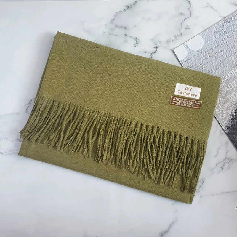 Big Red Scarf Thickened Cashmere Scarf Solid Color Women's Winter Explosions Cashmere Scarf Women's Wool Shawl