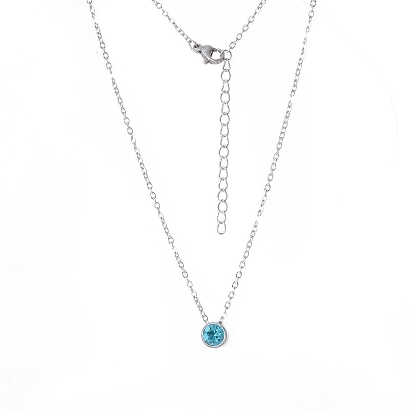 Stainless Steel 18K Gold Plated Rose Gold Plated IG Style Plating Inlay Round Birthstone Pendant Necklace