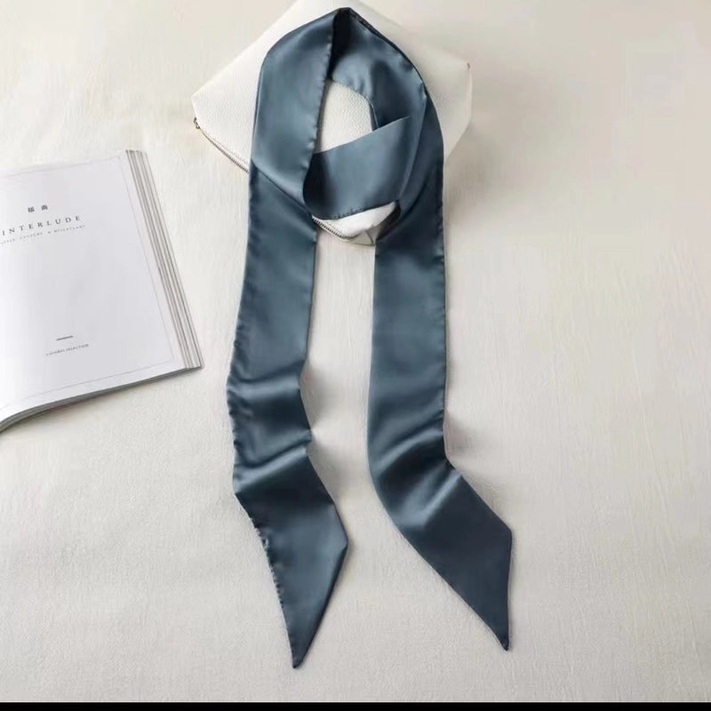 Solid Color Slender Narrow Silk Scarf Ribbon Tie Bag Handle Silk Scarf Tie Hair Small Ribbon Decoration Scarf Hair Belt Scarf