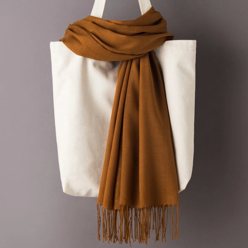 Thin Cashmere Scarf Solid Color Tassel Shawl LOGO Gift Scarf Factory Direct