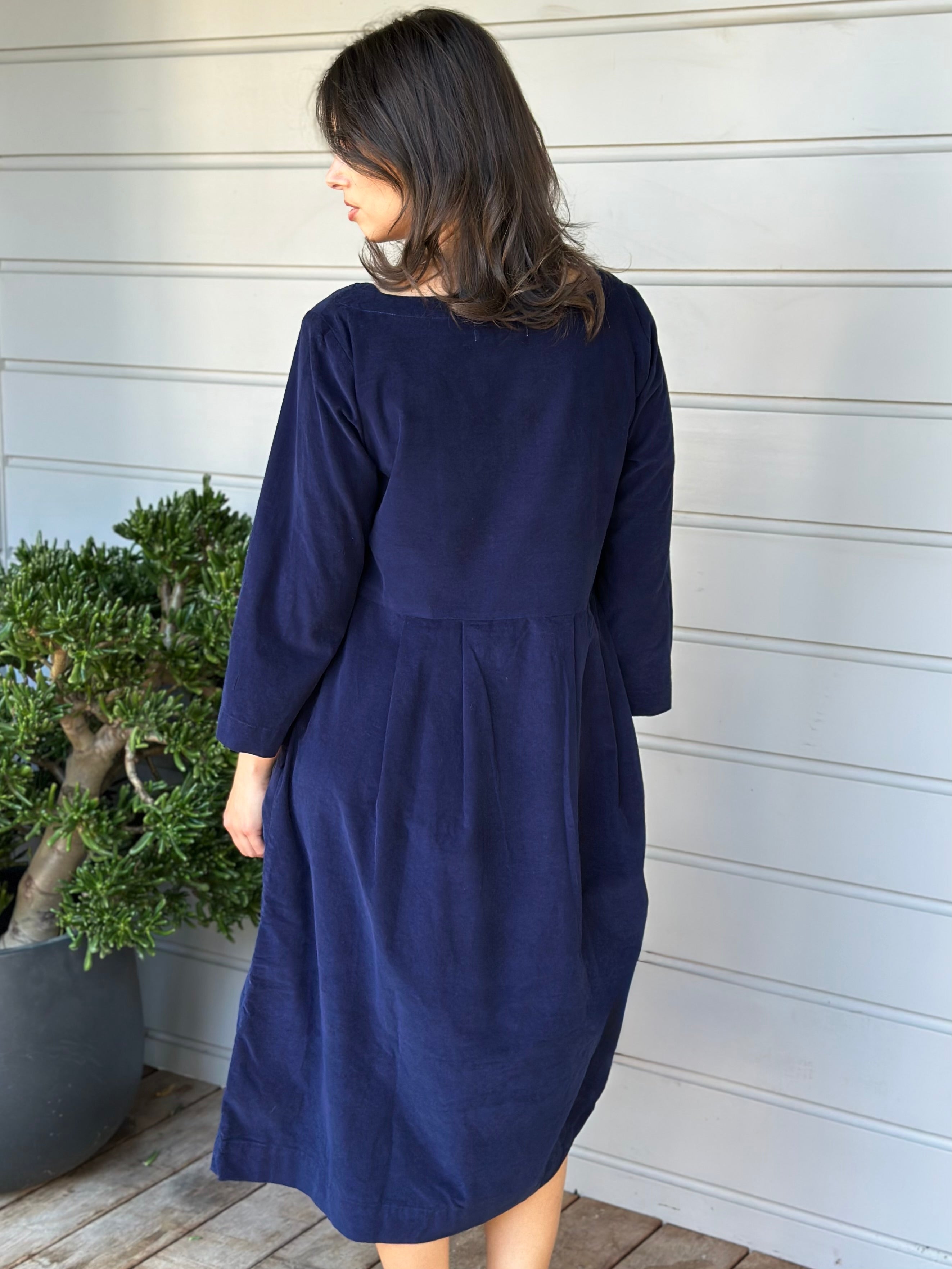 laura dress-indigo cord