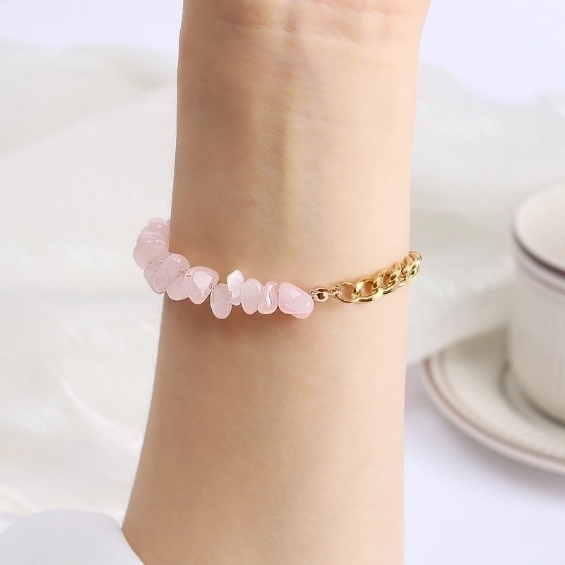 Vacation Color Block 304 Stainless Steel Natural Stone 18K Gold Plated Bracelets In Bulk