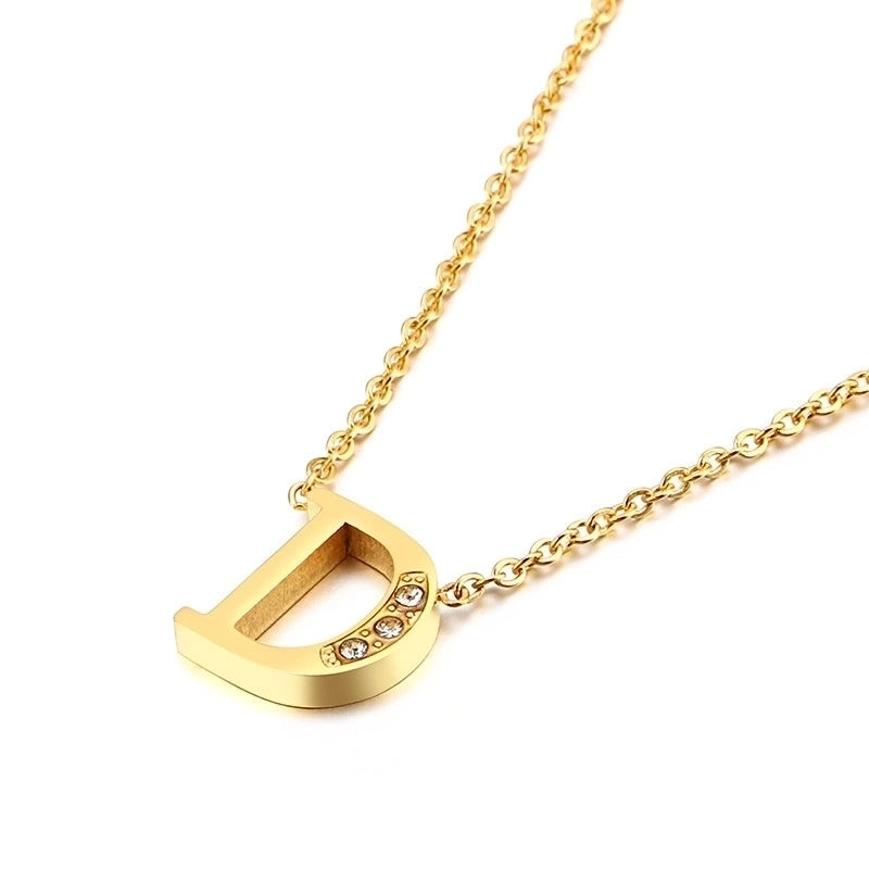 Letter Titanium Steel 18K Gold Plated Necklace