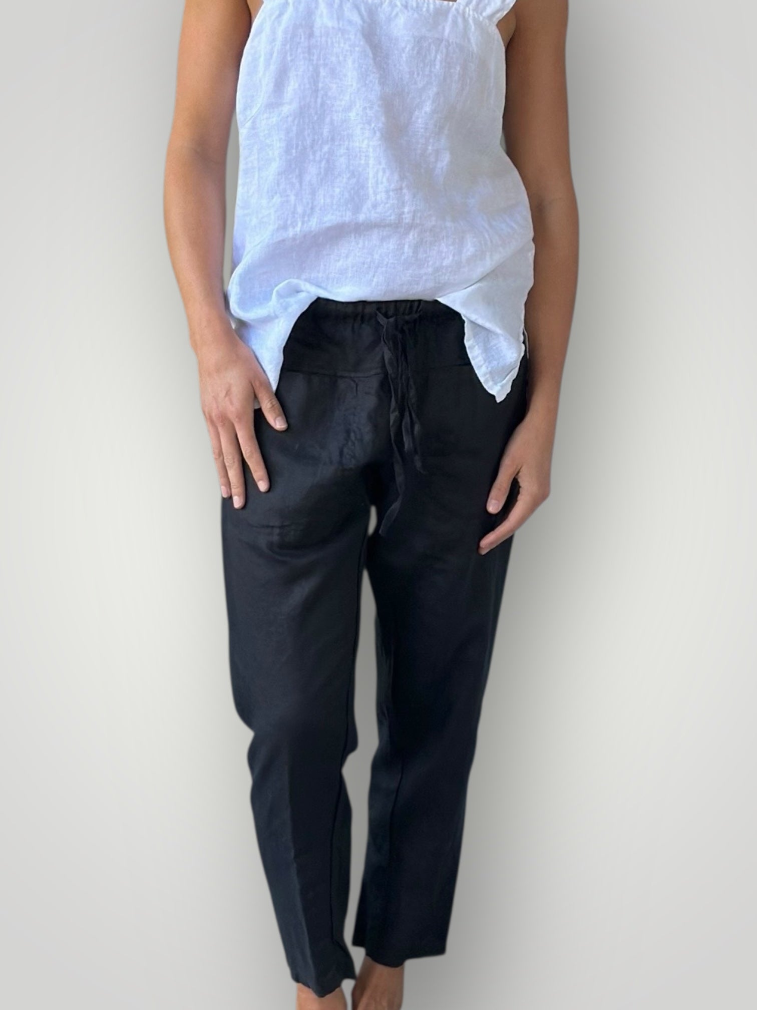jessie pant-black linen