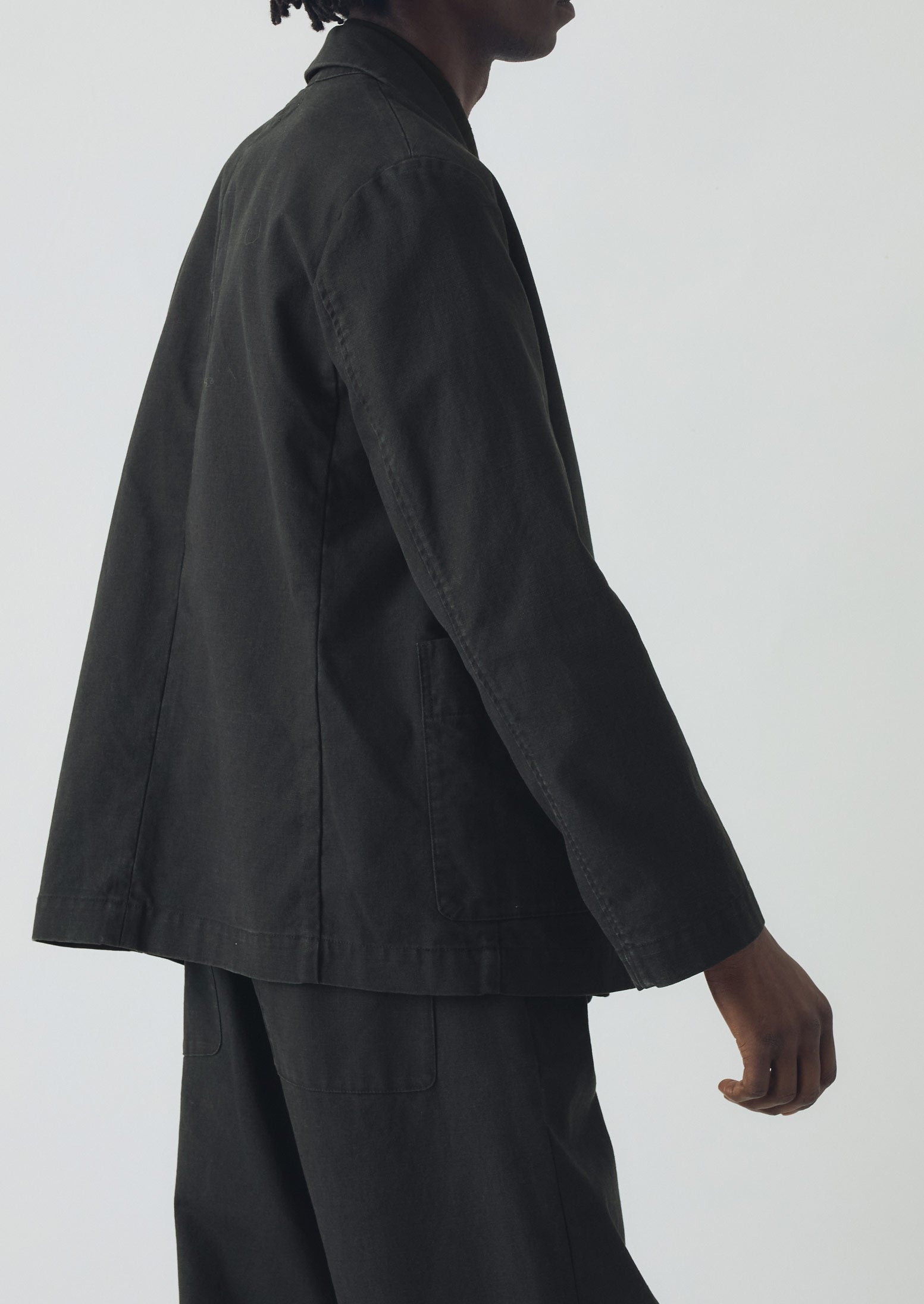 Cotton Canvas Breasted Jacket | Slate