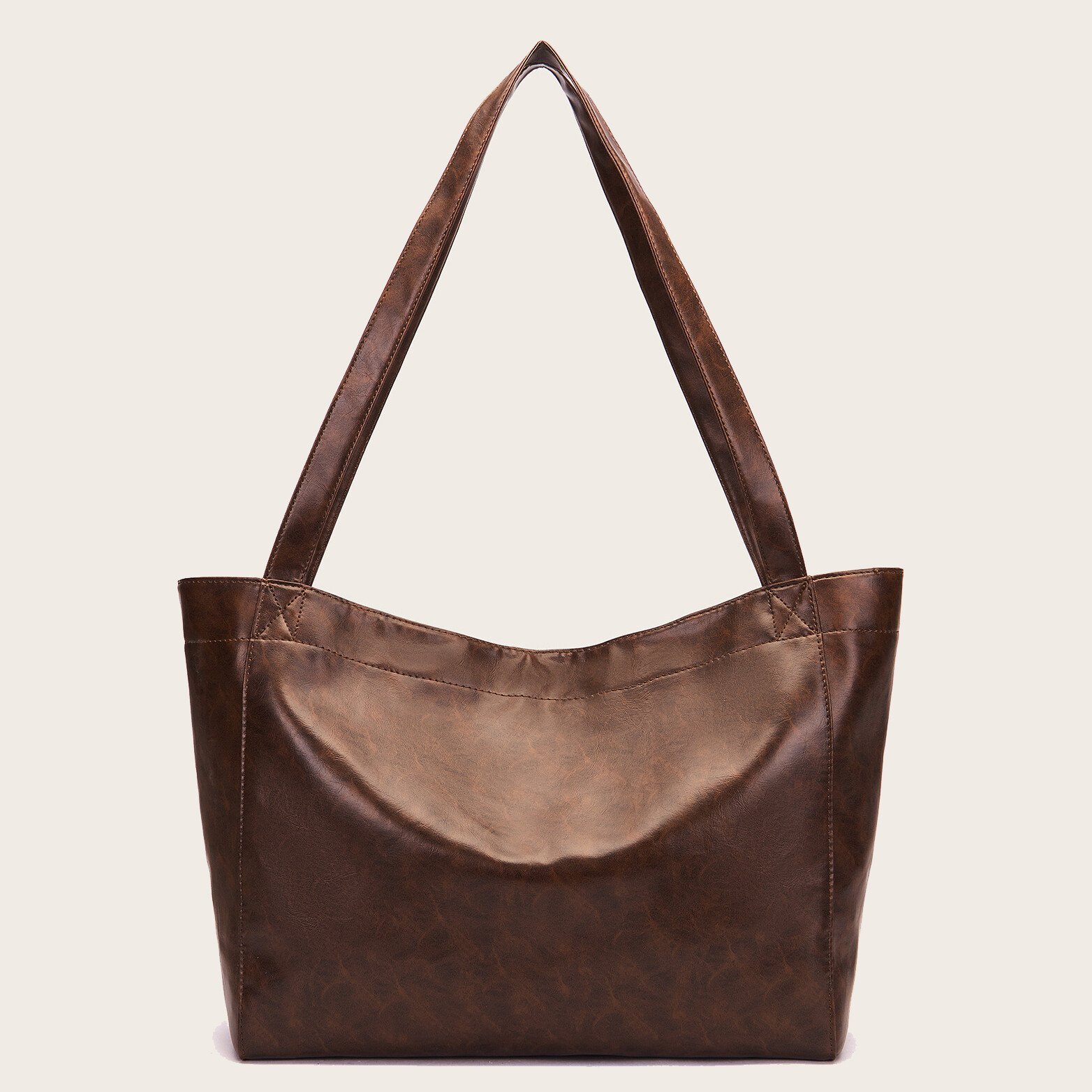 Women's Large Soft Leather Tote Bag With Pocket