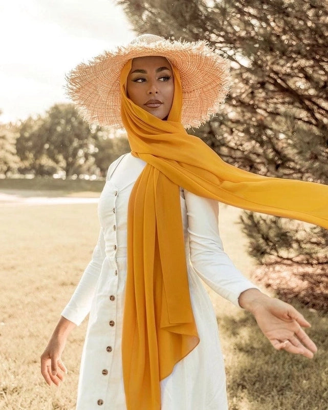 Women's Casual Elegant Minimalist Solid Color Chiffon Printing And Dyeing Hijab
