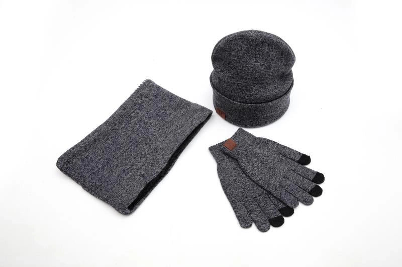 Winter Scarf Hat Gloves Three-piece Knitted Gloves Wool Scarf Warm Suit
