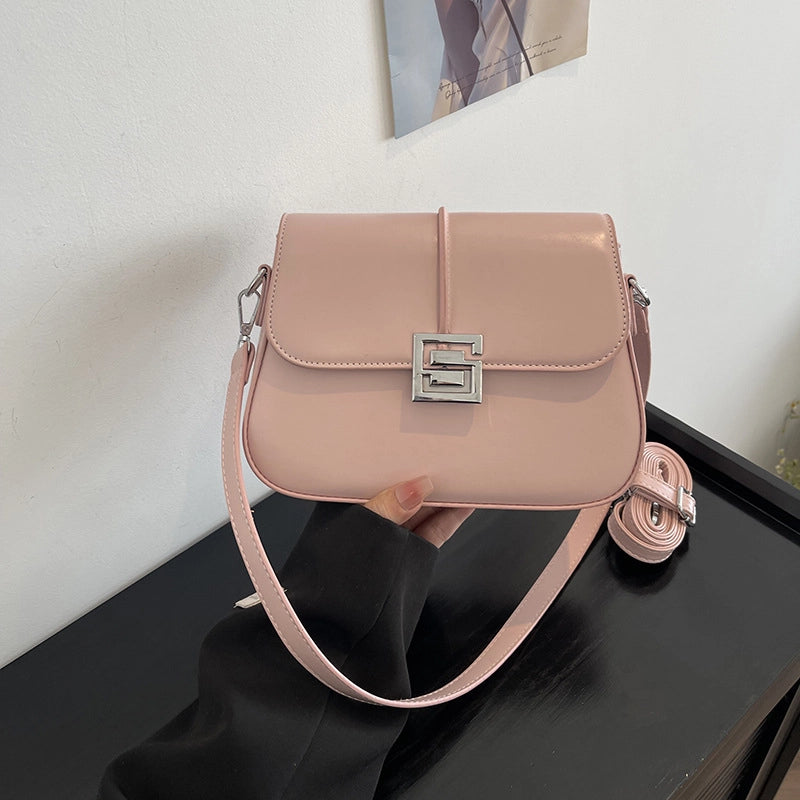 Women's Medium Pu Leather Solid Color Vintage Style Classic Style Square Magnetic Buckle Shoulder Bag