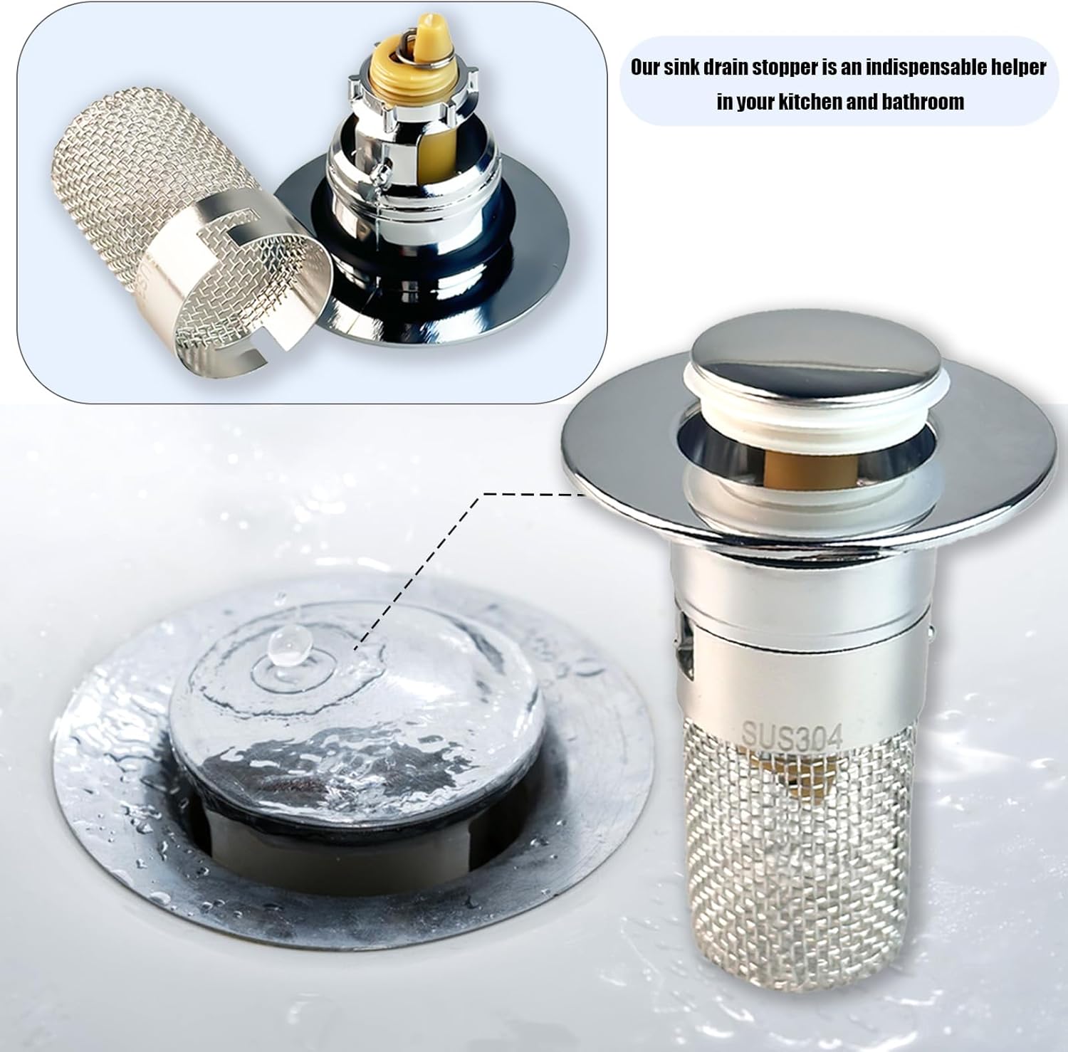 2 Pcs Drain Plug Sink . Drain Strainer
