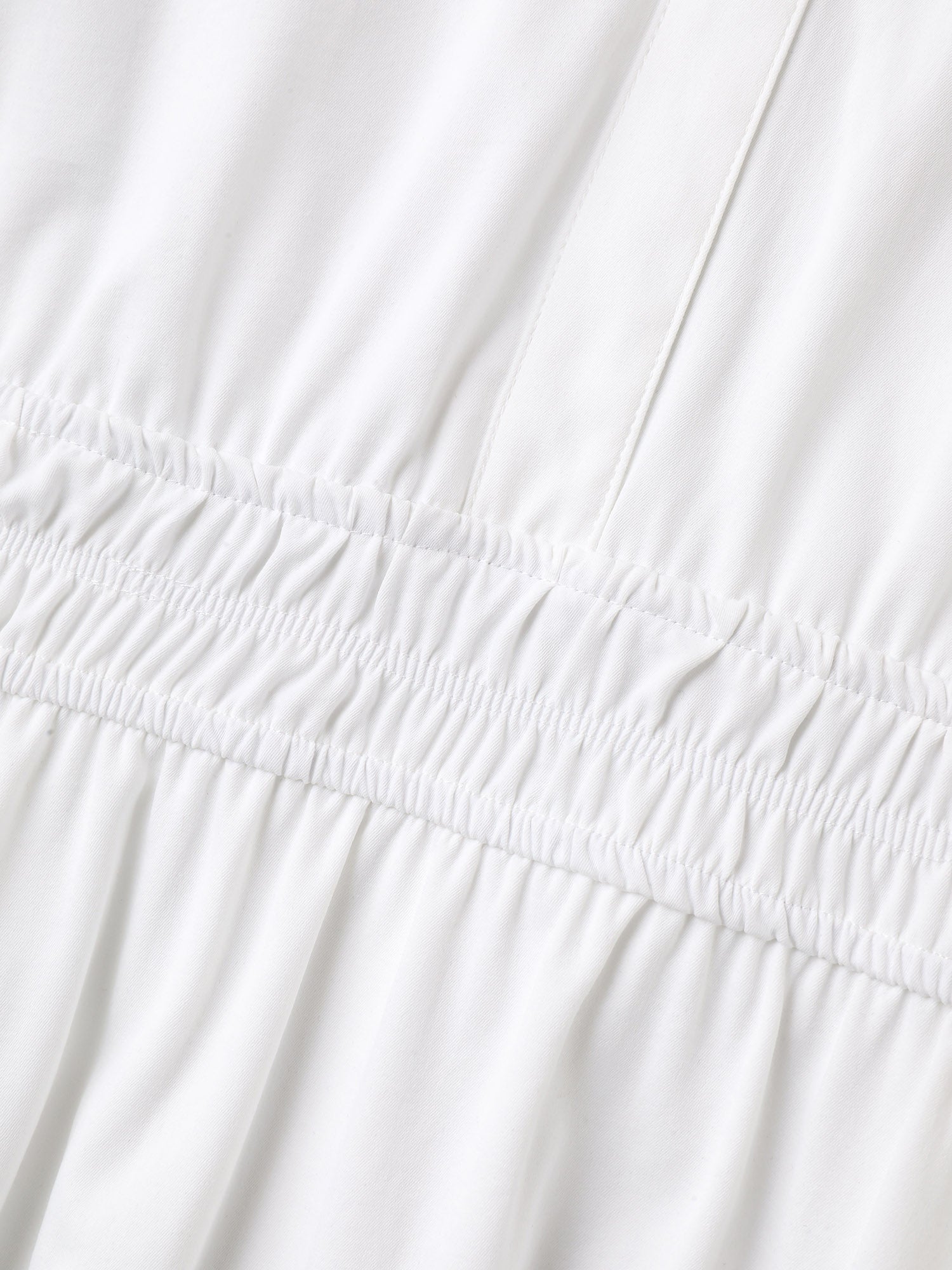 Woven Shirred Waist Solid Collar Midi Dress