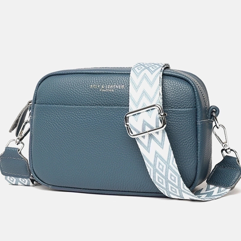 Women's Small Leather Solid Color Basic Zipper Crossbody Bag