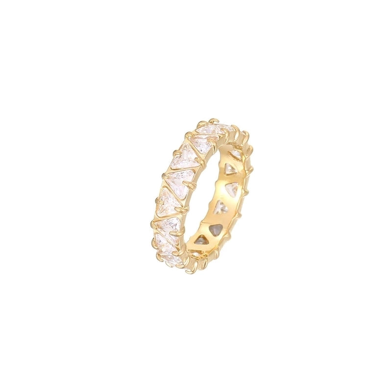 Minimalist Shiny Heart Shape 304 Stainless Steel Zircon 16K Gold Plated White Gold Plated Inlay Rings