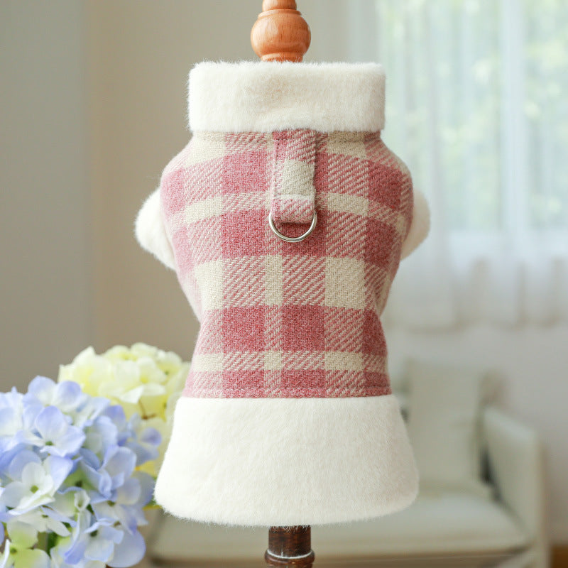 Warm Plaid Dog Harness Coat