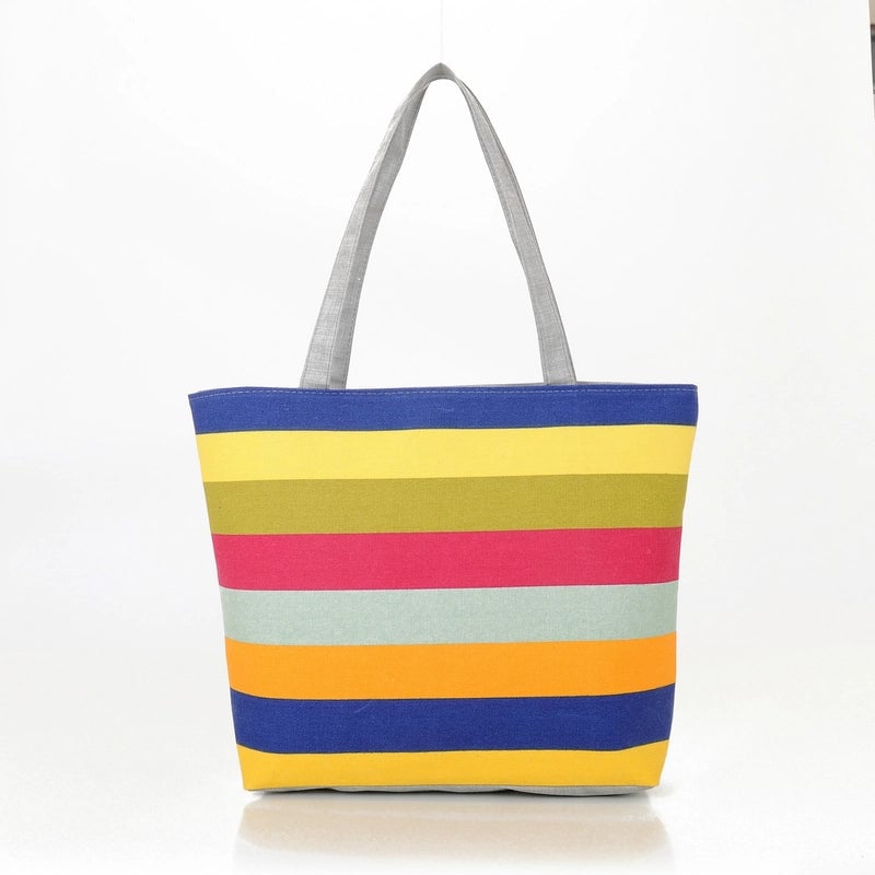 500 Pieces Women's Medium Canvas Rainbow Basic Classic Style Zipper Canvas Bag