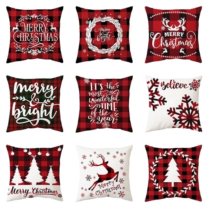 Casual Christmas Tree Snowflake Elk Short Plush Pillow Cases