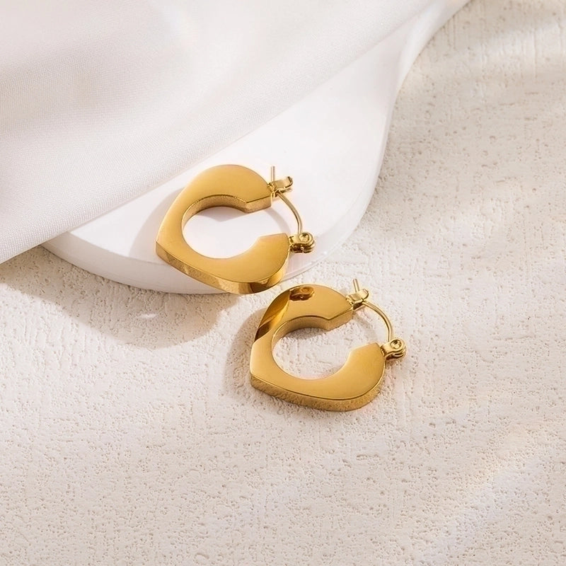 1 Pair Basic Cool Style Solid Color Plating 304 Stainless Steel 18K Gold Plated Stainless Steel Earrings