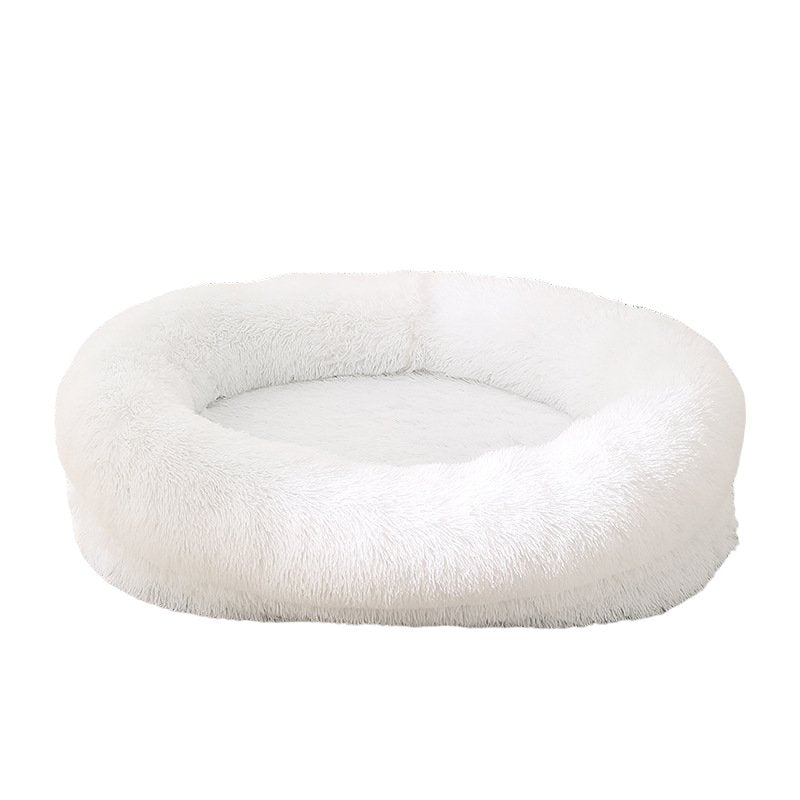 Fluffy Oval-Shaped Pet Bed - Snow White
