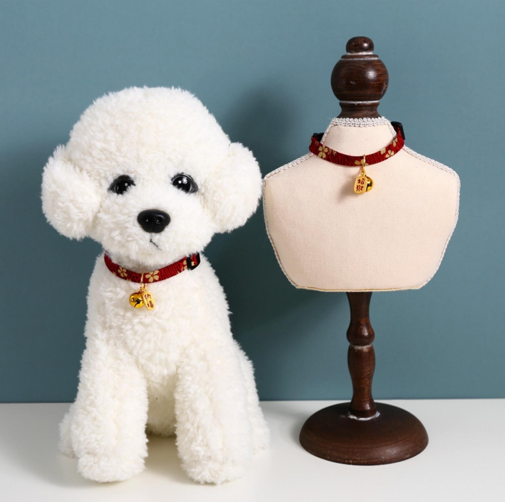 Chinese Style Adjustable Pet Collar with Engraved Pendants and Prints