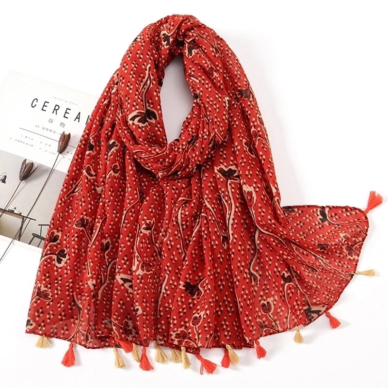 Women's Sweet Flower Voile Printing Silk Scarf