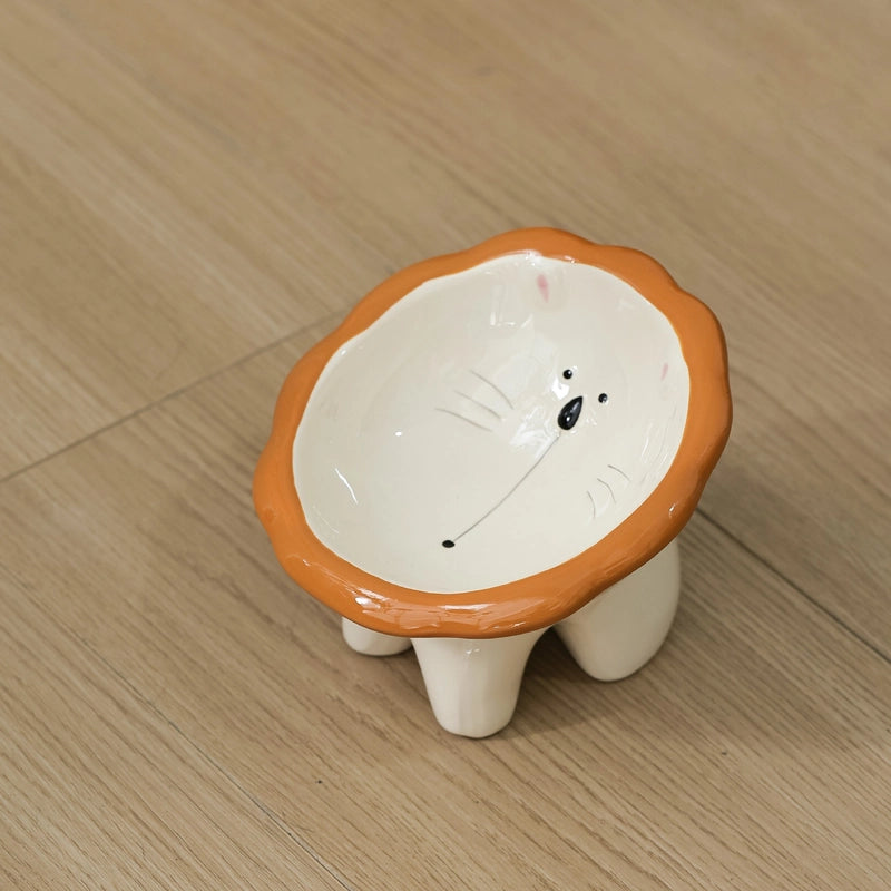 Cat Bowl Ceramic Protection Cervical Spine Drinking Bowl Pet Supplies Cute Slant Anti-overturning Dog Rice Bowl Cat Food Basin