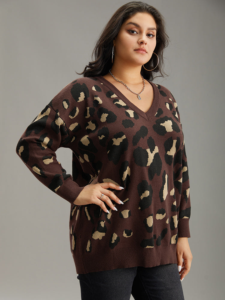 Anti-Pilling Leopard Elastic Cuffs Pullover