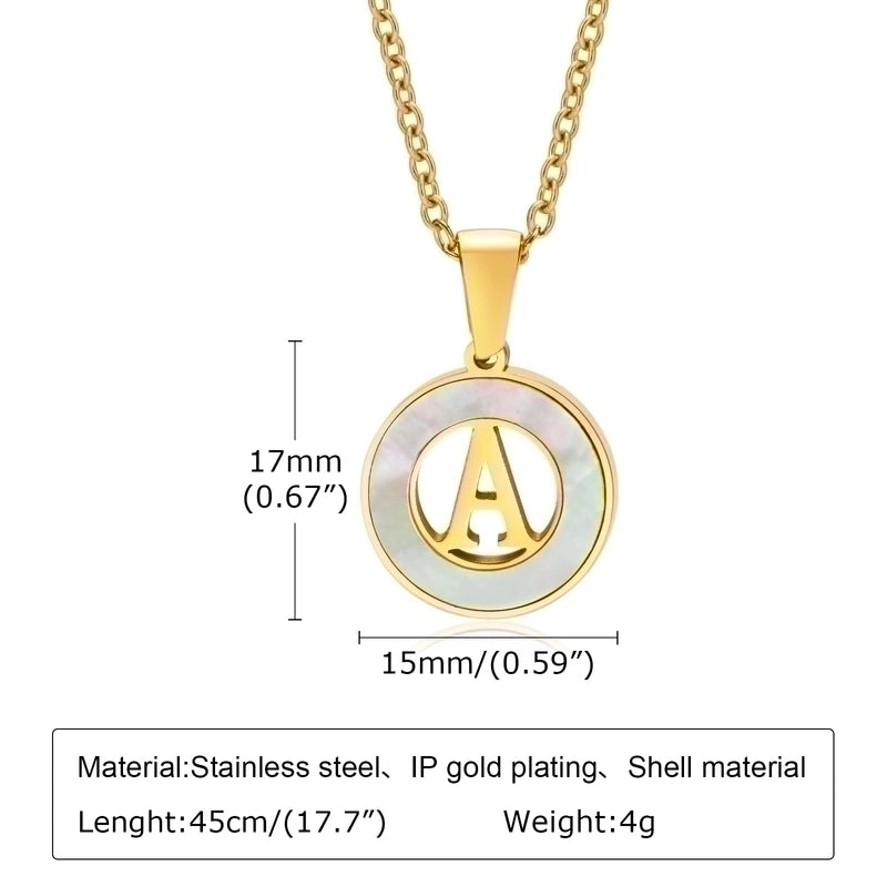 201 Stainless Steel INS Style Minimalist Plating Hollow Out Inlay Letter Shell Necklace Pendant