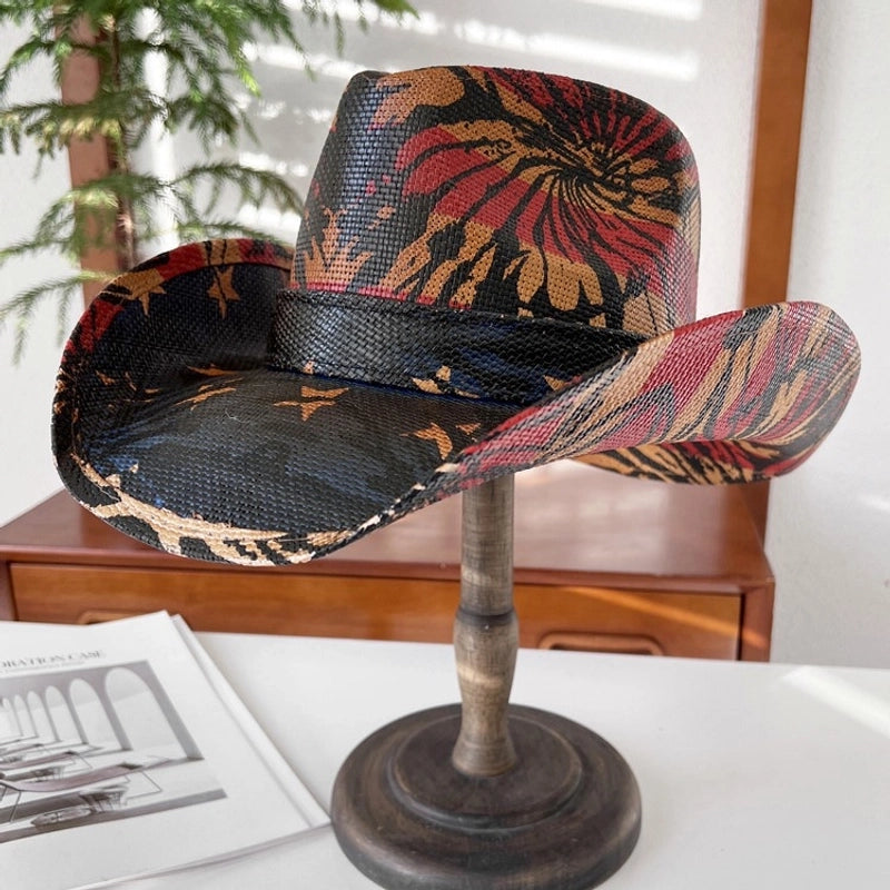 Fashion Personality Knight Hat Women's Summer Outdoor Sun Hat Western Denim Sun Protection Straw Hat Men's Fashion Punk Hat