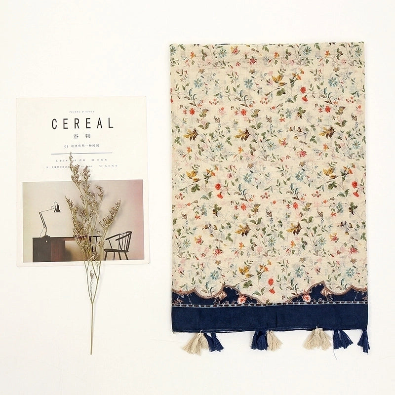 Women's Sweet Flower Voile Printing Silk Scarf