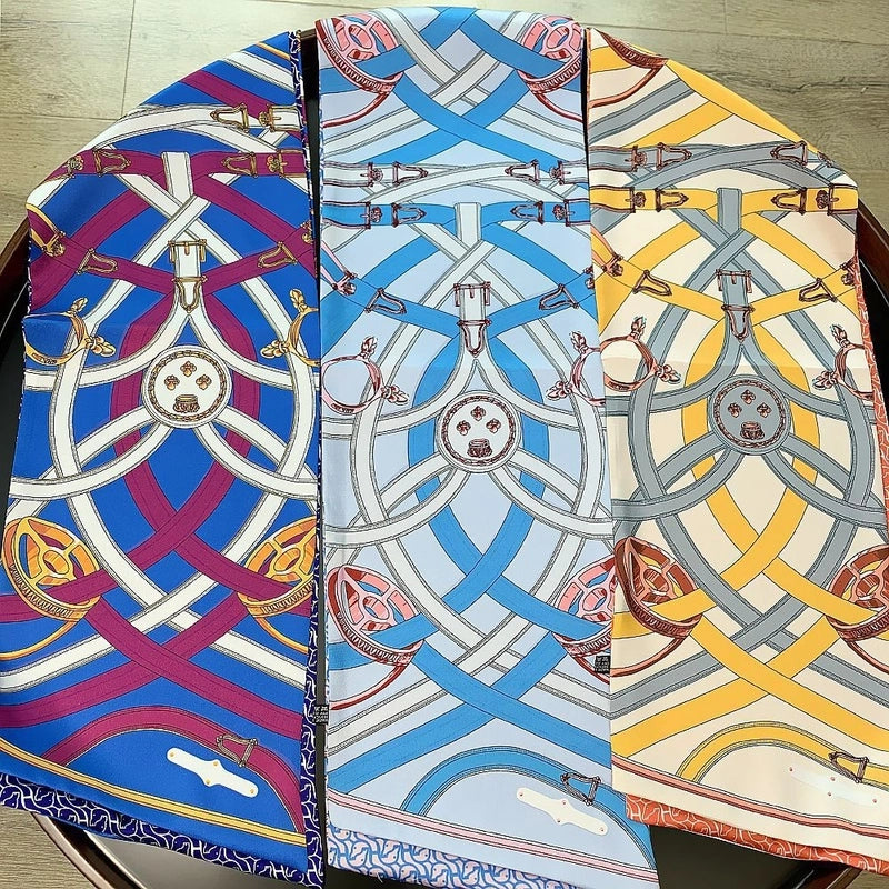 New Style Belt Lock Double-layer Printed Silk Scarf Twill Silk Scarf