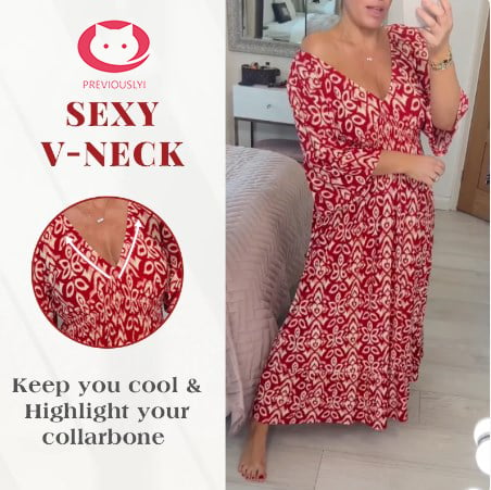 🔥Big Sales SAVE 49% OFF-Bohemian casual print V-neck waist wrap long dress