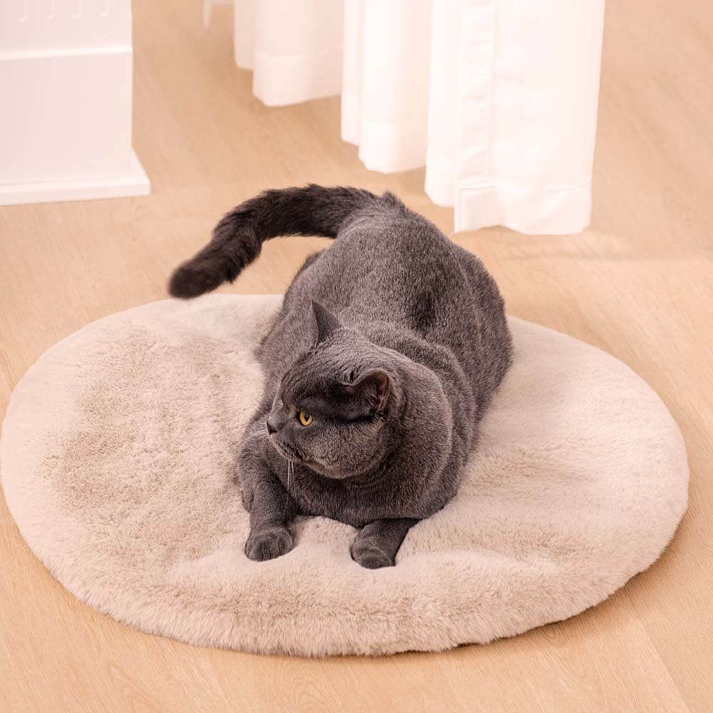 Super Soft Handmade Imitation Fur Round Fluffy Pet Fuzzy Mat