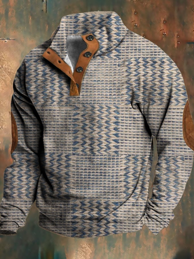 Men's Retro Casual Woolen Printed Sweatshirt