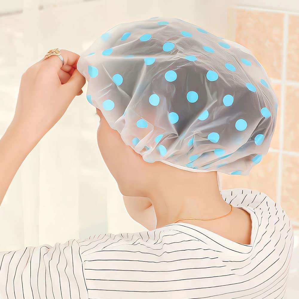 Waterproof Hair Shower Cap. Reusable Shower Hat Bath Caps With Elastic Band