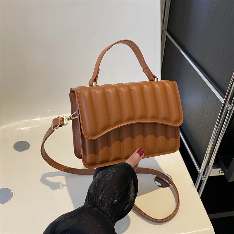Women's All Seasons Pu Leather Solid Color Classic Style Square Flip Cover Handbag