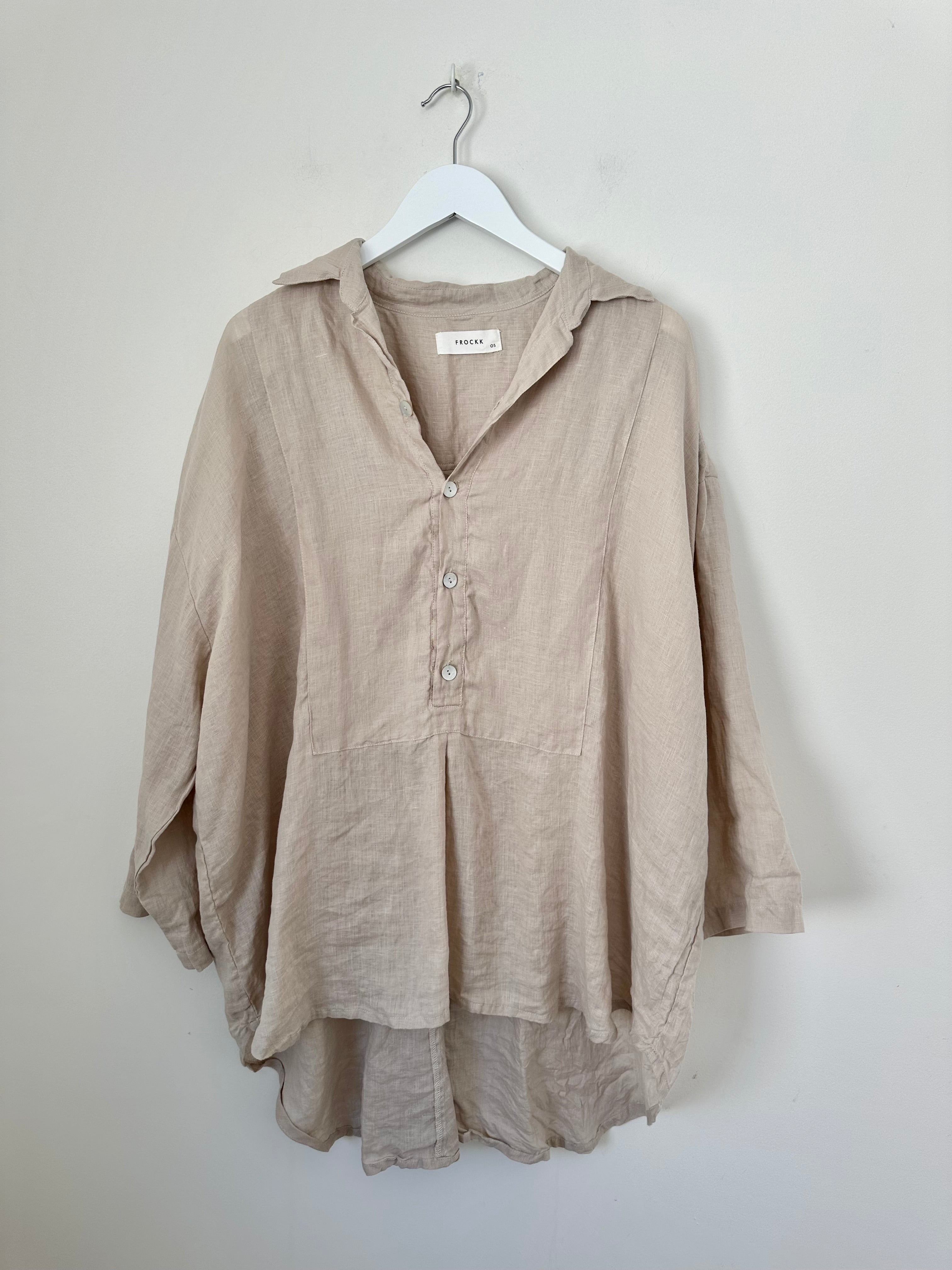 megan shirt - almond linen