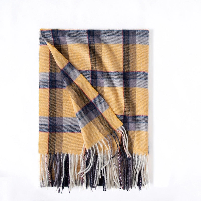 Unisex Vintage Style Minimalist Plaid Polyester Scarf